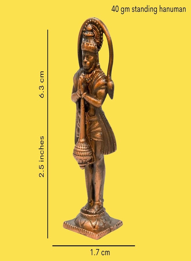 Bhimonee Decor Handmade Copper Hanuman Idol | 2.5 Inches | 40g | Patina Antique Finish | Bajrangbali Murti for Puja & Home Décor - Image 5